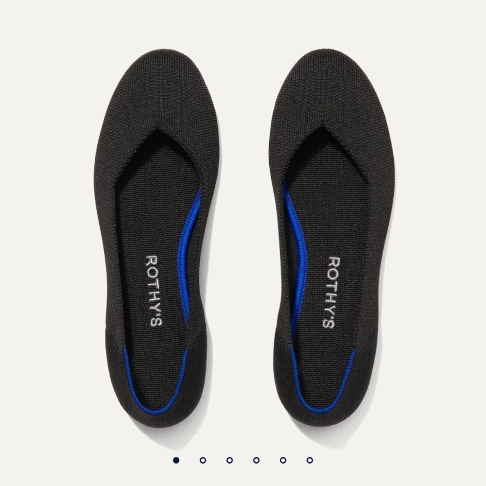 Rothy's Black Ballet Flats with Blue Trim